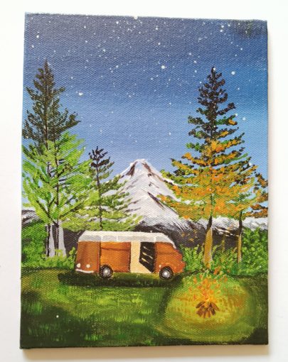 Night Camp Acrylic Painting